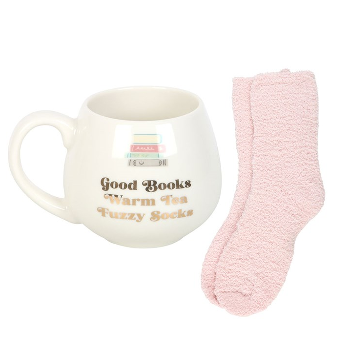 Good Books, Warm Socks, Hot Tea Mug and Socks Gift Set