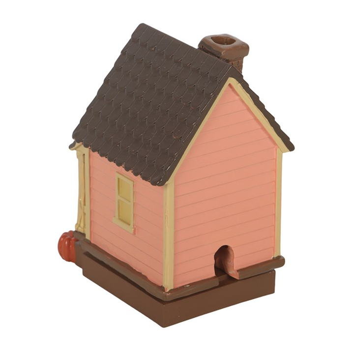Pink House Incense Cone Burner with Pumpkins