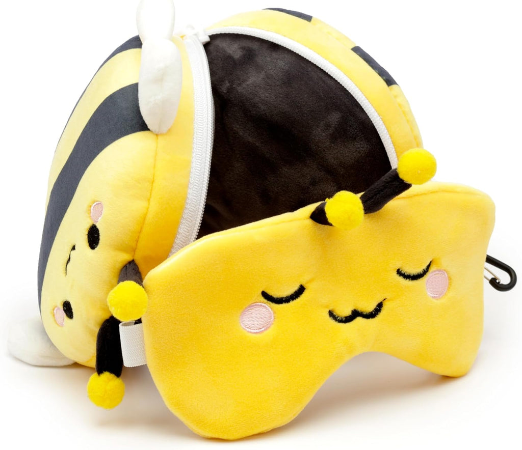 Relaxeazzz Adorabugs Bee Round Plush Travel Pillow & Eye Mask Relaxeazzz