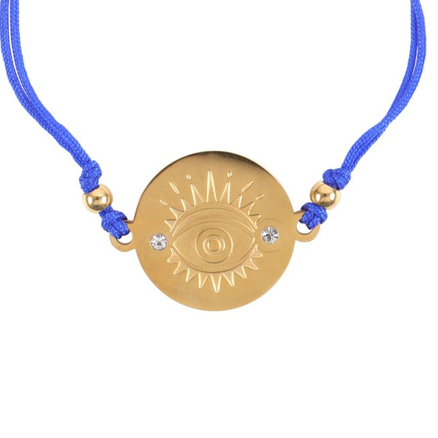 Gold-Toned All Seeing Eye Blue String Bracelet