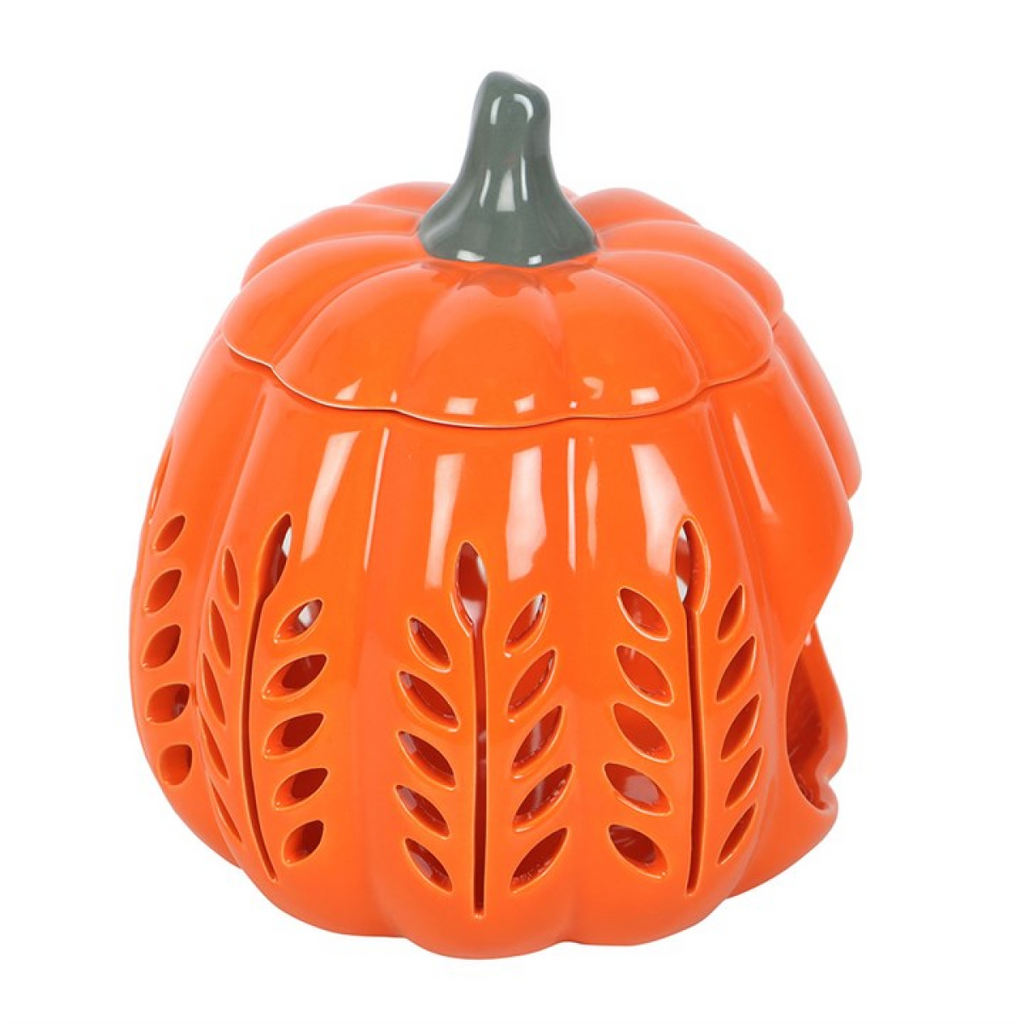 Orange Autumn Days Cut Out Pumpkin Ceramic Oil Burner and Wax Warmer