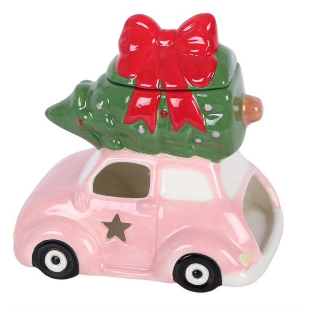 Pink Car with Christmas Tree Ceramic Oil Burner