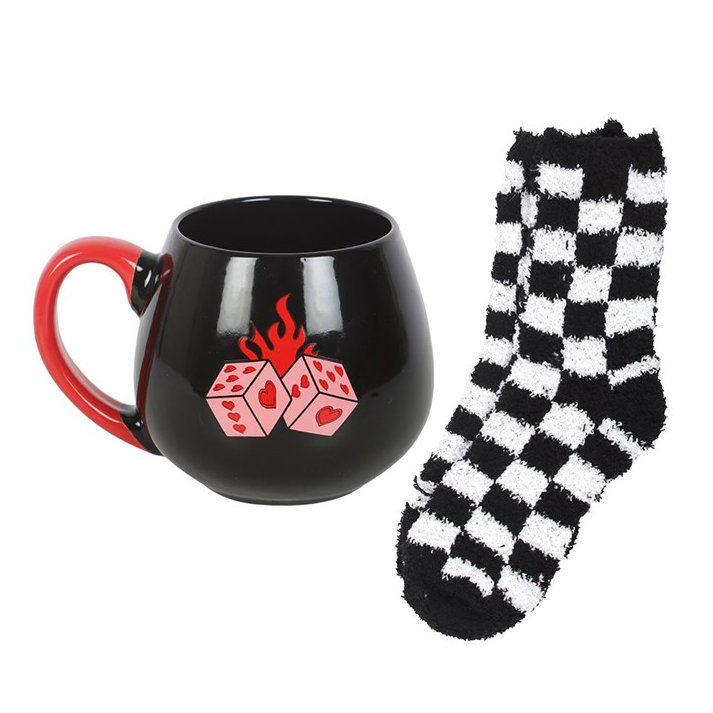 Black Dice Mug and Socks Set