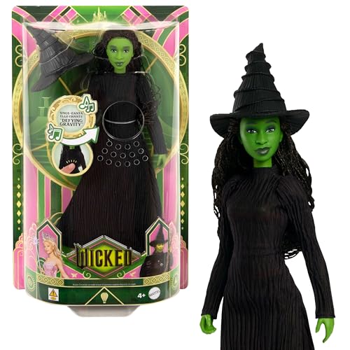Mattel Wicked Singing Elphaba Fashion Doll & Accessories, Posable with Movie-Inspired Look & Removable Outfit, Sings “Defying Gravity”