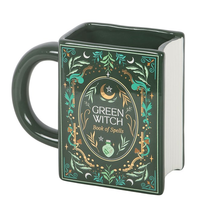 Green Witch Book Shaped Mug
