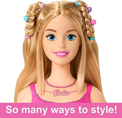 Barbie Doll Styling Head, Blond Hair with 20 Colorful Accessories, Doll Head for Hair Styling Barbie