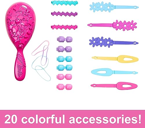 Barbie Doll Styling Head, Blond Hair with 20 Colorful Accessories, Doll Head for Hair Styling Barbie