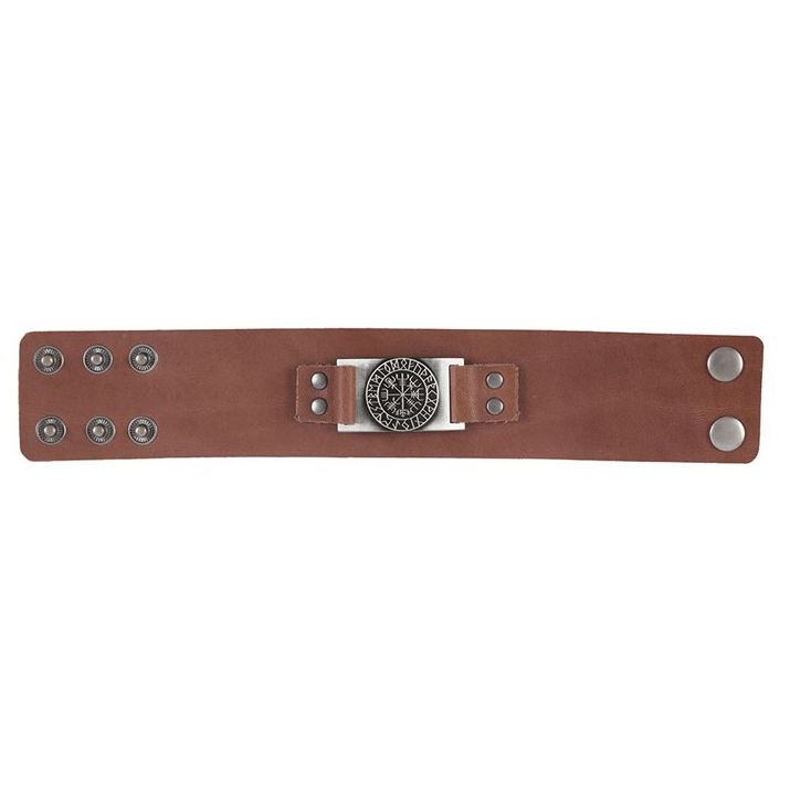 Viking Compass Leather Cuff Bracelet