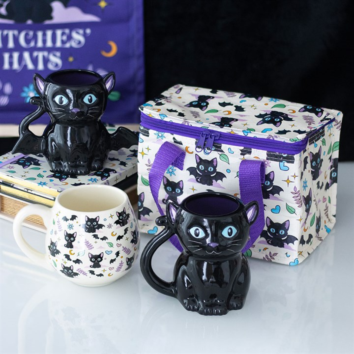 Cute and Creepy Cat Print Rounded Mug Something Different