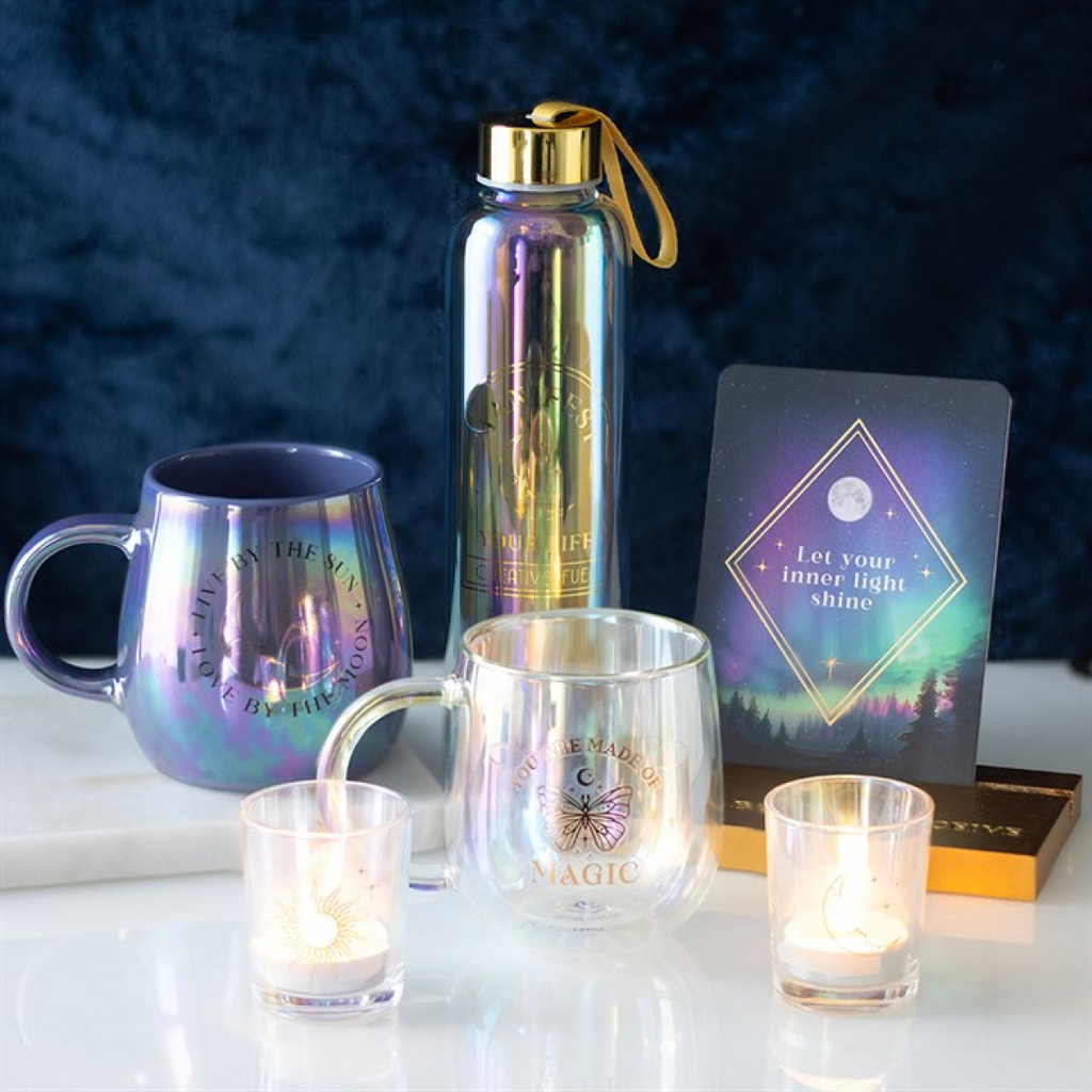 Iridescent Sun and Moon Votive Candle Holders