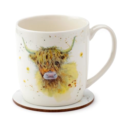 Puckator Jan Pashley Highland Coo Cow Porcelain Mug & Coaster Set Puckator