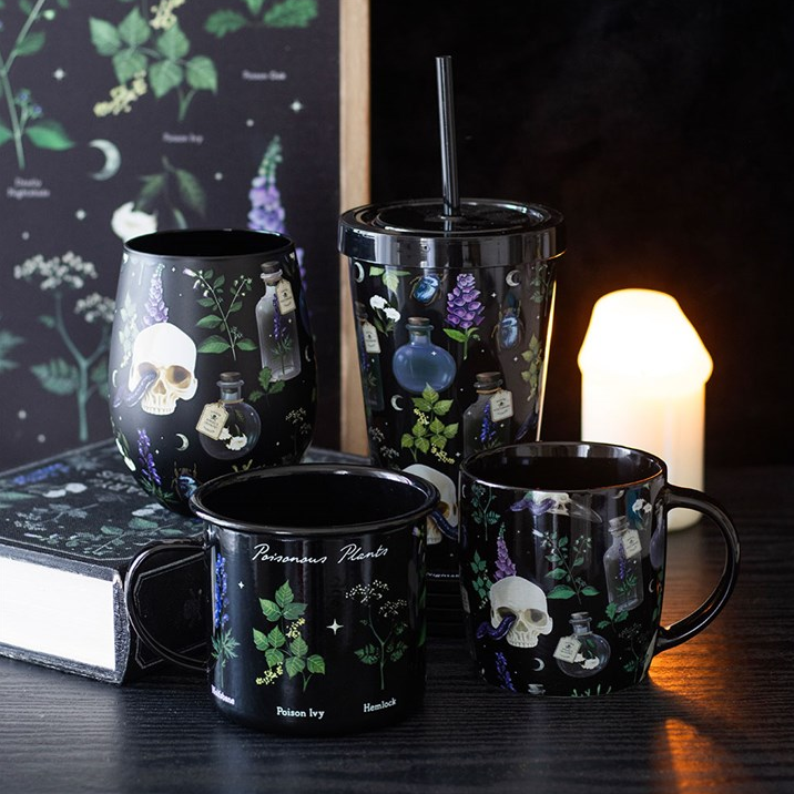 Poisonous Plants Black Enamel-Style Mug – 500ml