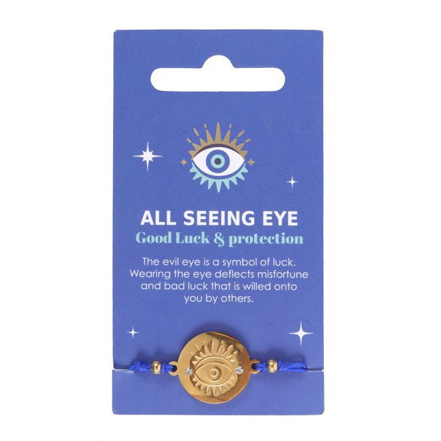 Gold-Toned All Seeing Eye Blue String Bracelet