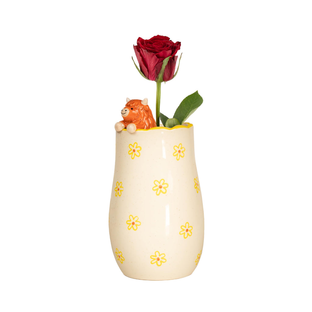 Sass & Belle Peeking Highland Cow Vase