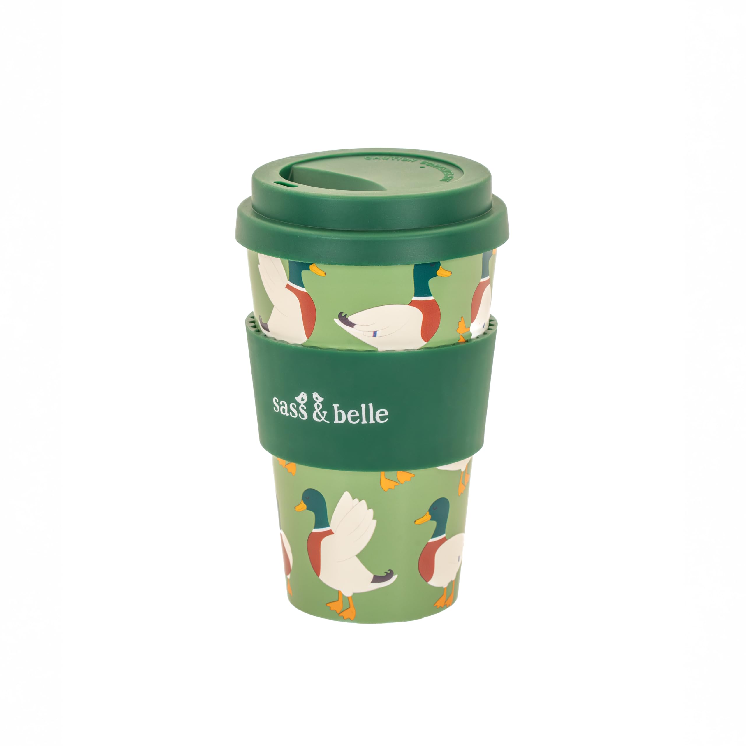 Sass & Belle Mallard Duck/Cherry/Bow Travel Coffee Cup