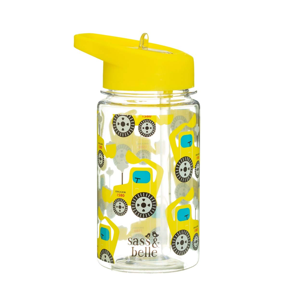 Sass & Belle Kids Water Bottle – 400ml BPA-Free Reusable with Foldable Straw Lid  Digger, Garden Friends, Savannah Safari & Fire Engine