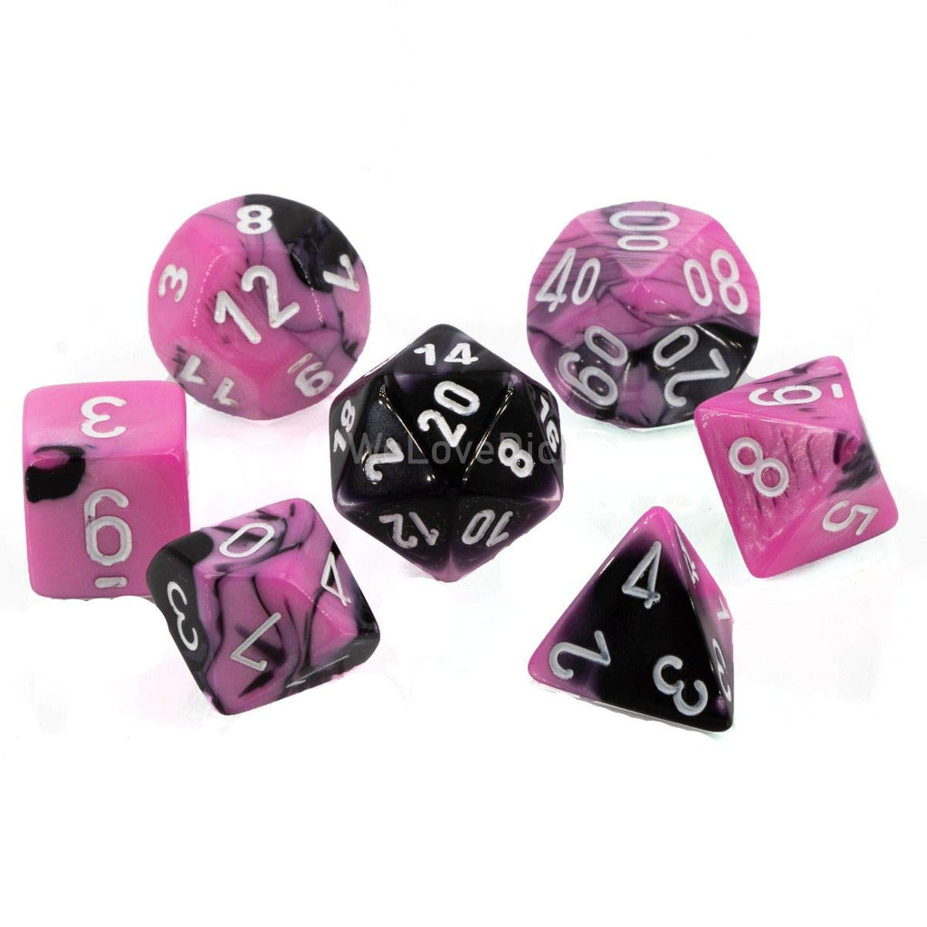 Chessex 26430 Gemini  Polyhedral Dice Set Pink/Black