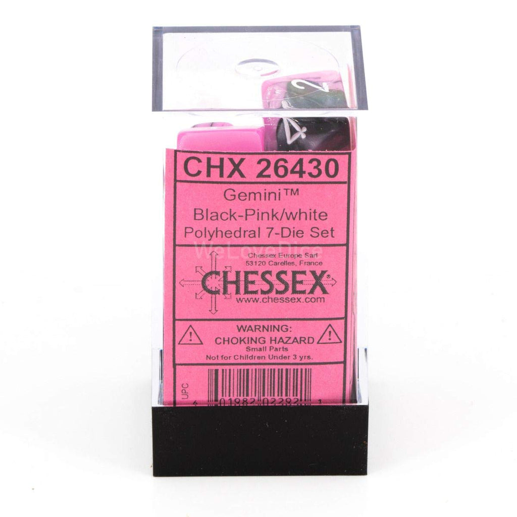 Chessex 26430 Gemini  Polyhedral Dice Set Pink/Black