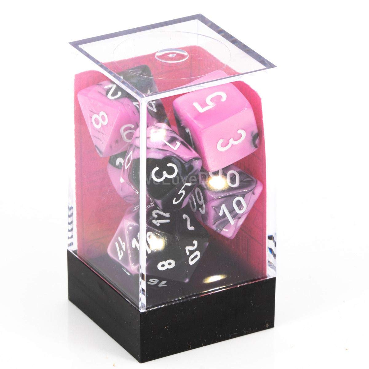 Chessex 26430 Gemini  Polyhedral Dice Set Pink/Black