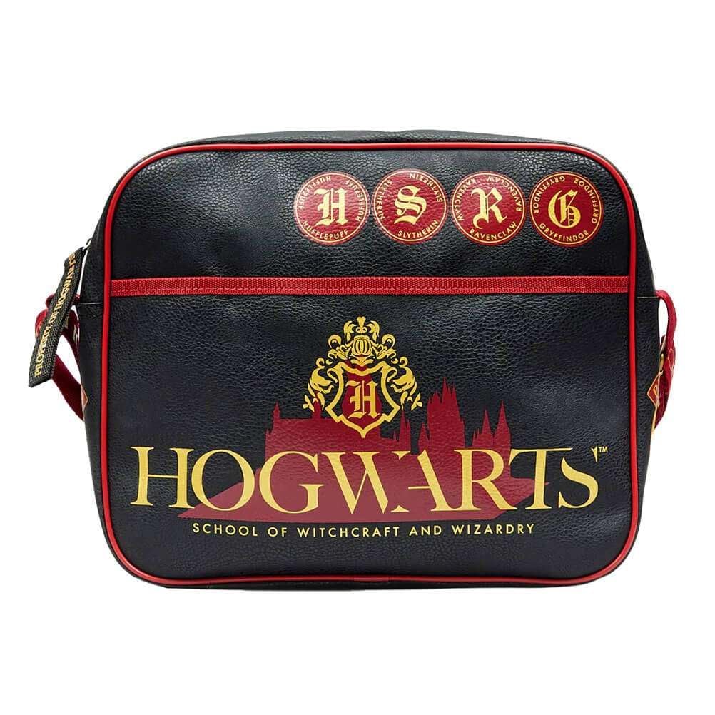 Harry Potter Hogwarts and Platform 9 3/4 Icons Black Messenger Bag Courier Shoulder Handbag