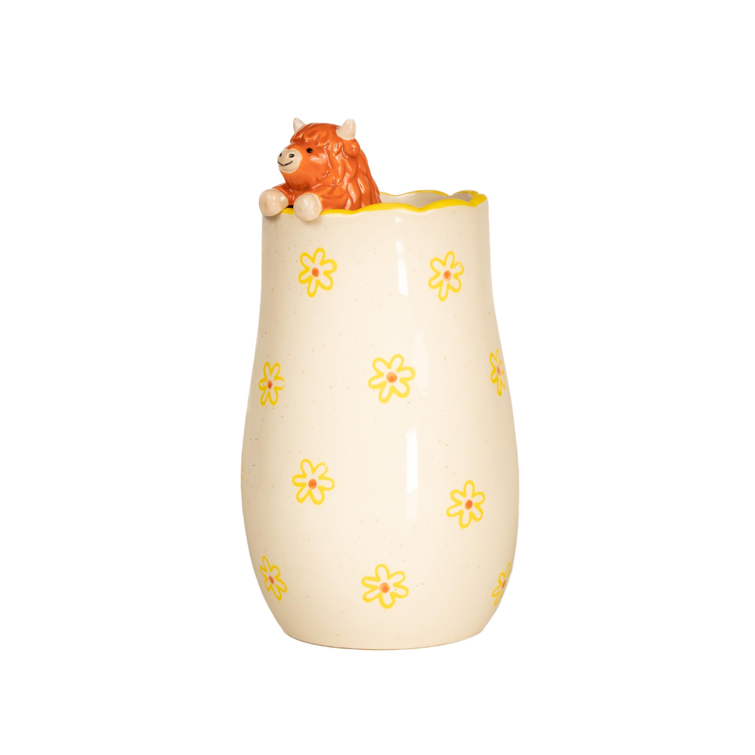 Sass & Belle Peeking Highland Cow Vase