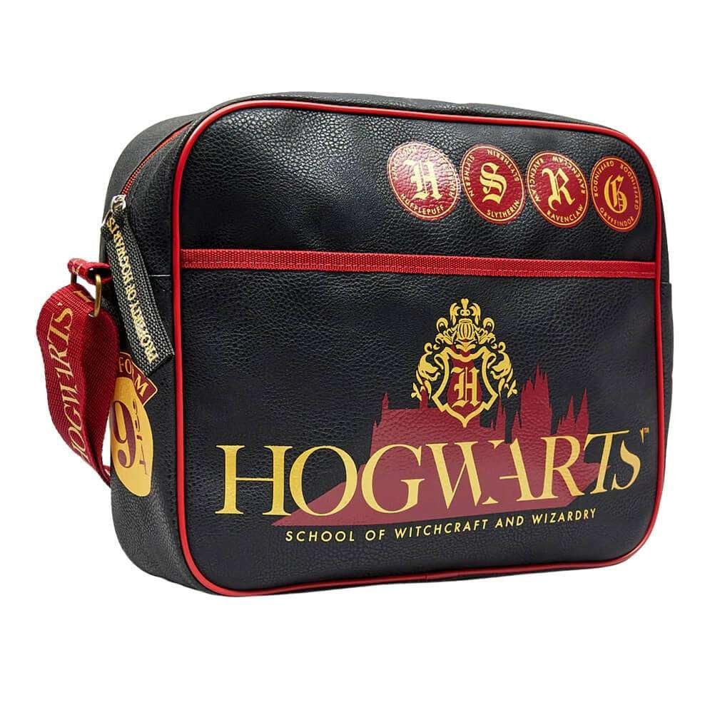 Harry Potter Hogwarts and Platform 9 3/4 Icons Black Messenger Bag Courier Shoulder Handbag