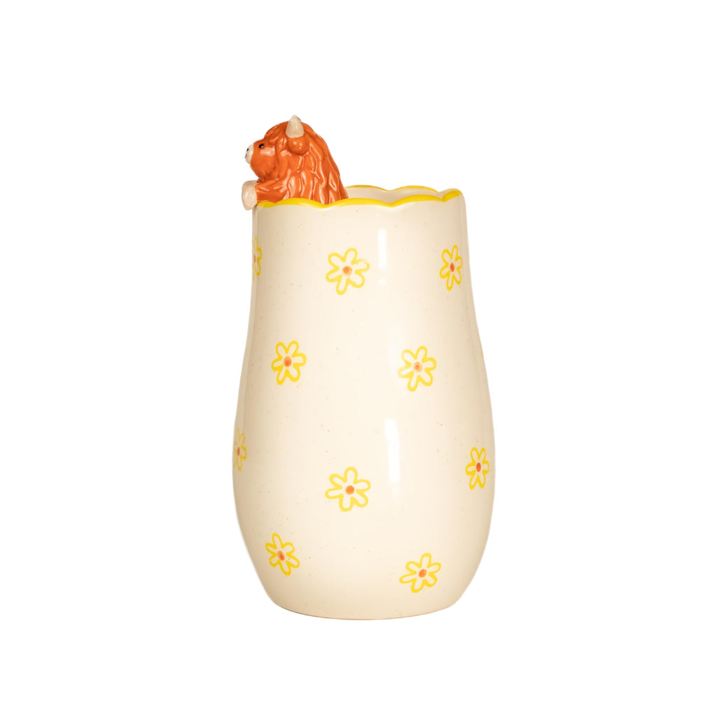 Sass & Belle Peeking Highland Cow Vase