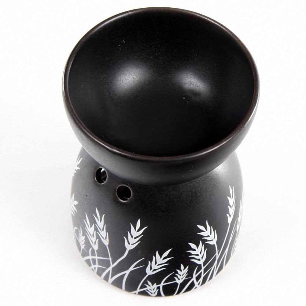 Puckator Eden Grass Design Black Ceramic Oil & Wax Melt Burner
