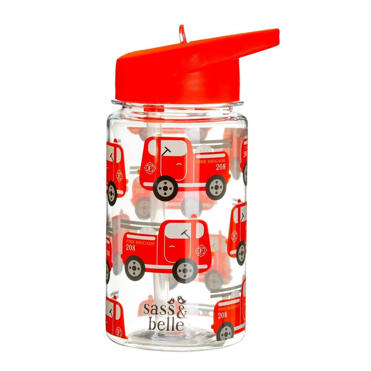 Sass & Belle Kids Water Bottle – 400ml BPA-Free Reusable with Foldable Straw Lid  Digger, Garden Friends, Savannah Safari & Fire Engine