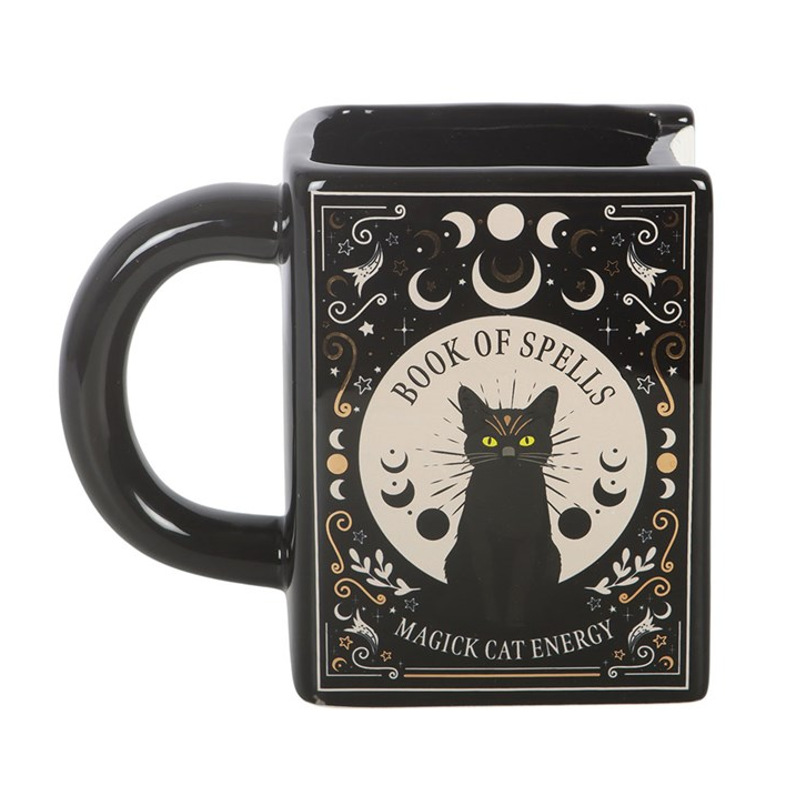 Black Cat Magick Book of Spells Book-Shaped Mug