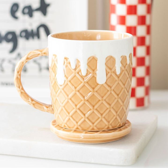 Waffle Mug with Lid and Coaster – 550ml