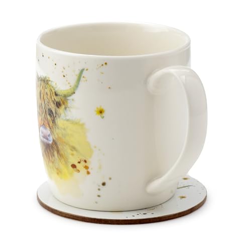 Puckator Jan Pashley Highland Coo Cow Porcelain Mug & Coaster Set Puckator