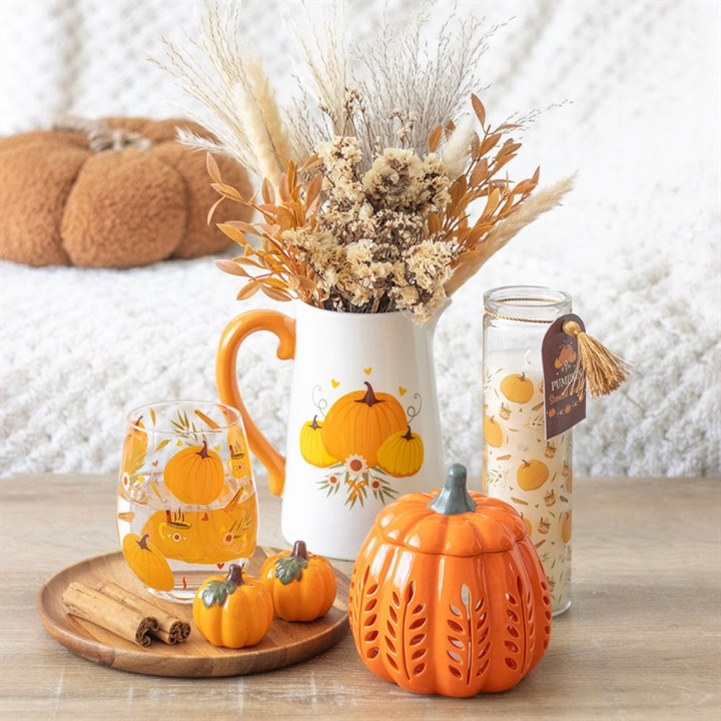 Orange Autumn Days Cut Out Pumpkin Ceramic Oil Burner and Wax Warmer