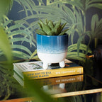 Sass & Belle Mojave Glaze Blue Large Planter on Legs Sass & Belle
