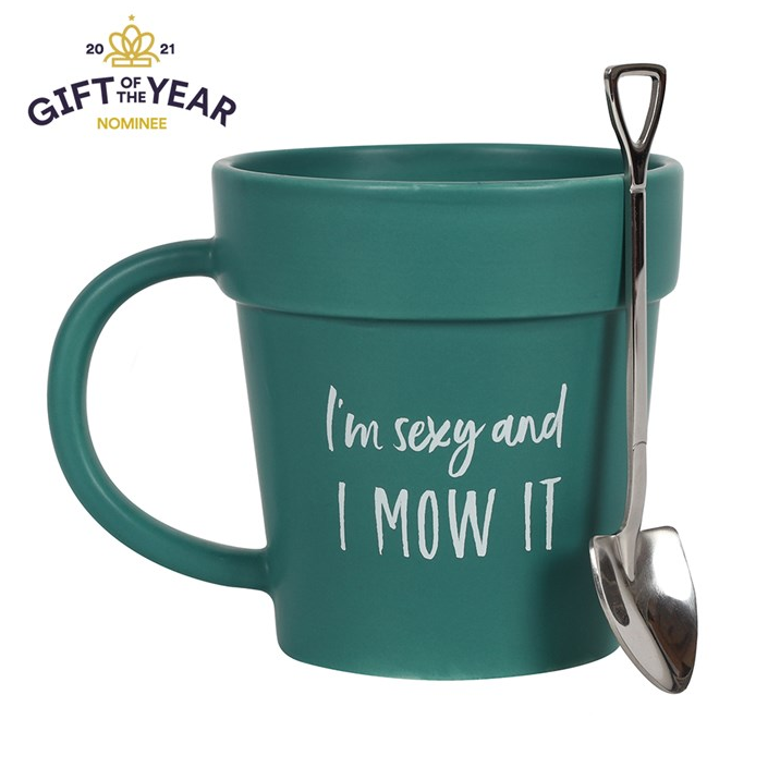 I'm Sexy and I Mow It Plant Pot Mug and Shovel Spoon – 400ml
