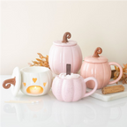 Pink Curly Pumpkin Lidded Mug