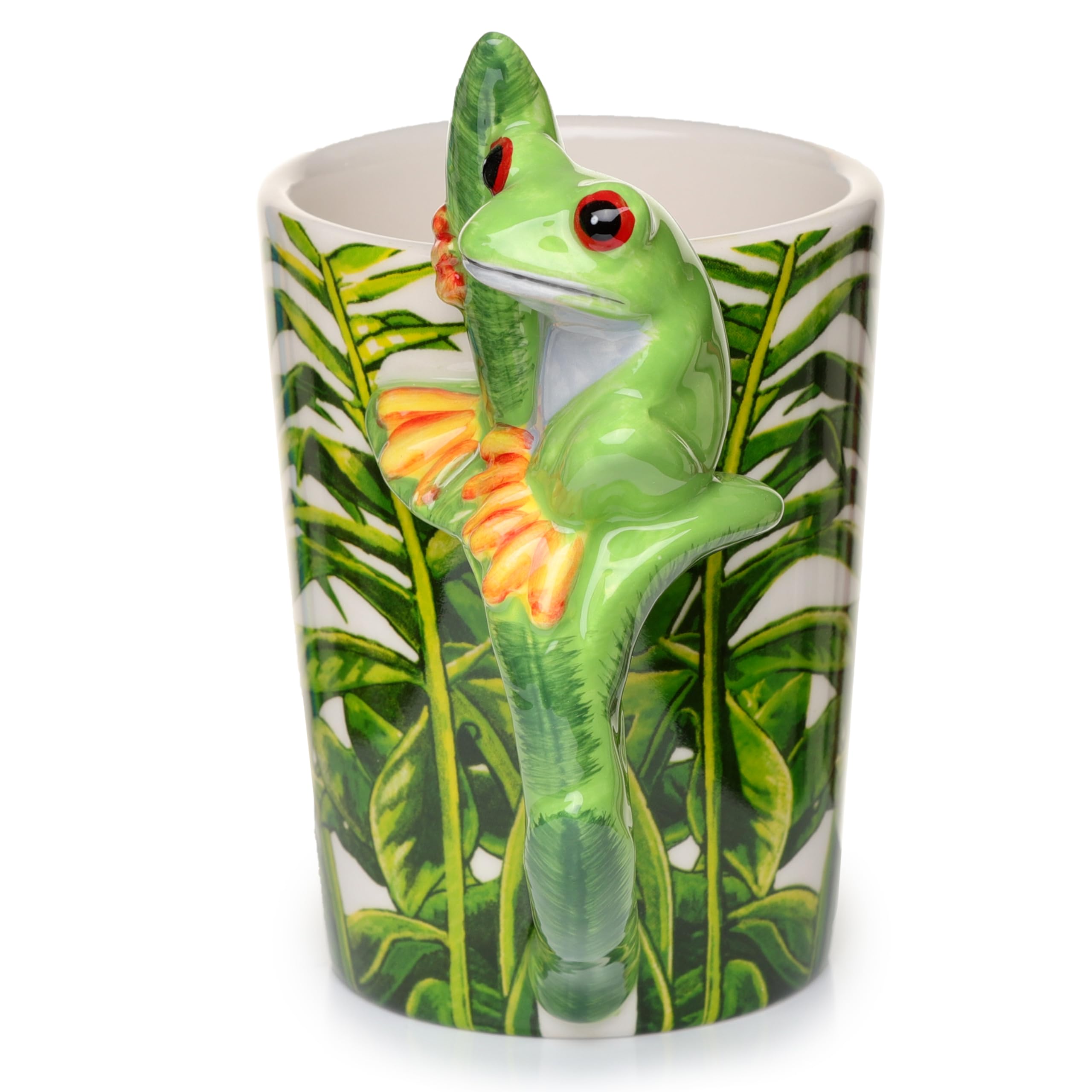 Puckator Tree Frog with Foliage Decal Ceramic Shaped Handle Mug Puckator