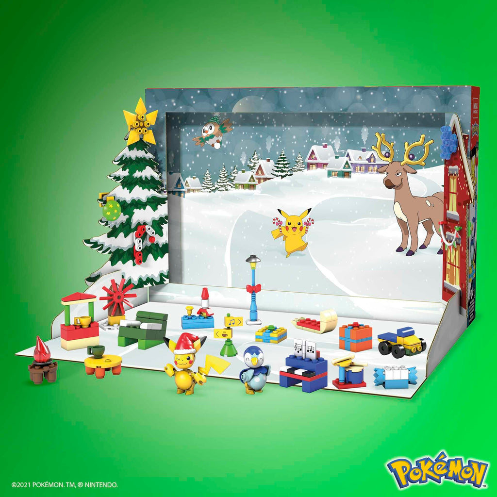 MEGA Pokémon Building Toys Set, Advent Calendar with 202 Pieces, 2 Poseable Characters and Accessories, for Kids, GYG99