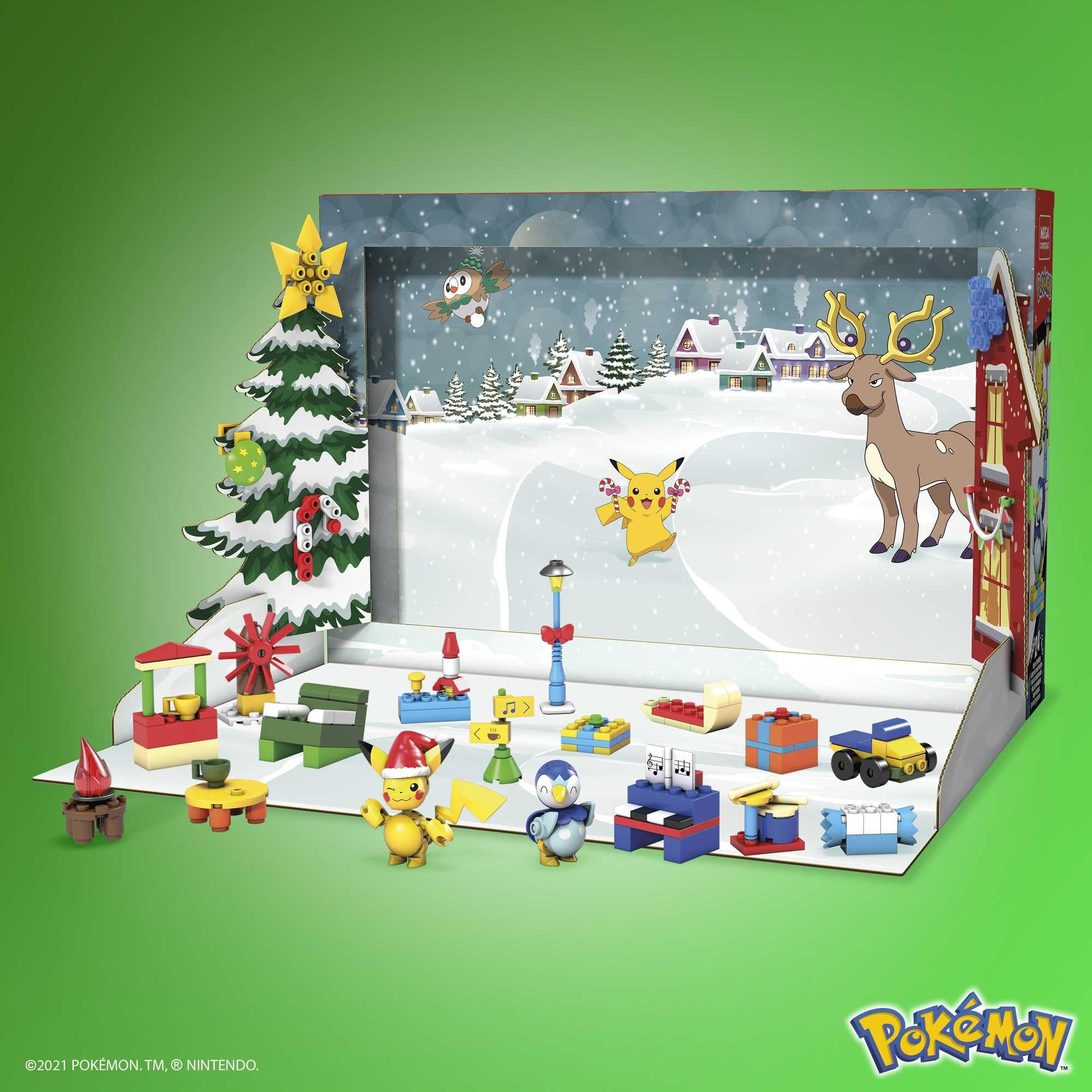 MEGA Pokémon Building Toys Set, Advent Calendar with 202 Pieces, 2 Poseable Characters and Accessories, for Kids, GYG99