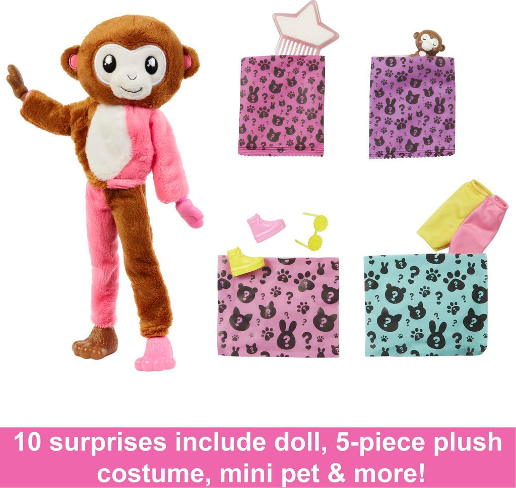Barbie Cutie Reveal Jungle Series Monkey Costume Doll – 10 Surprises