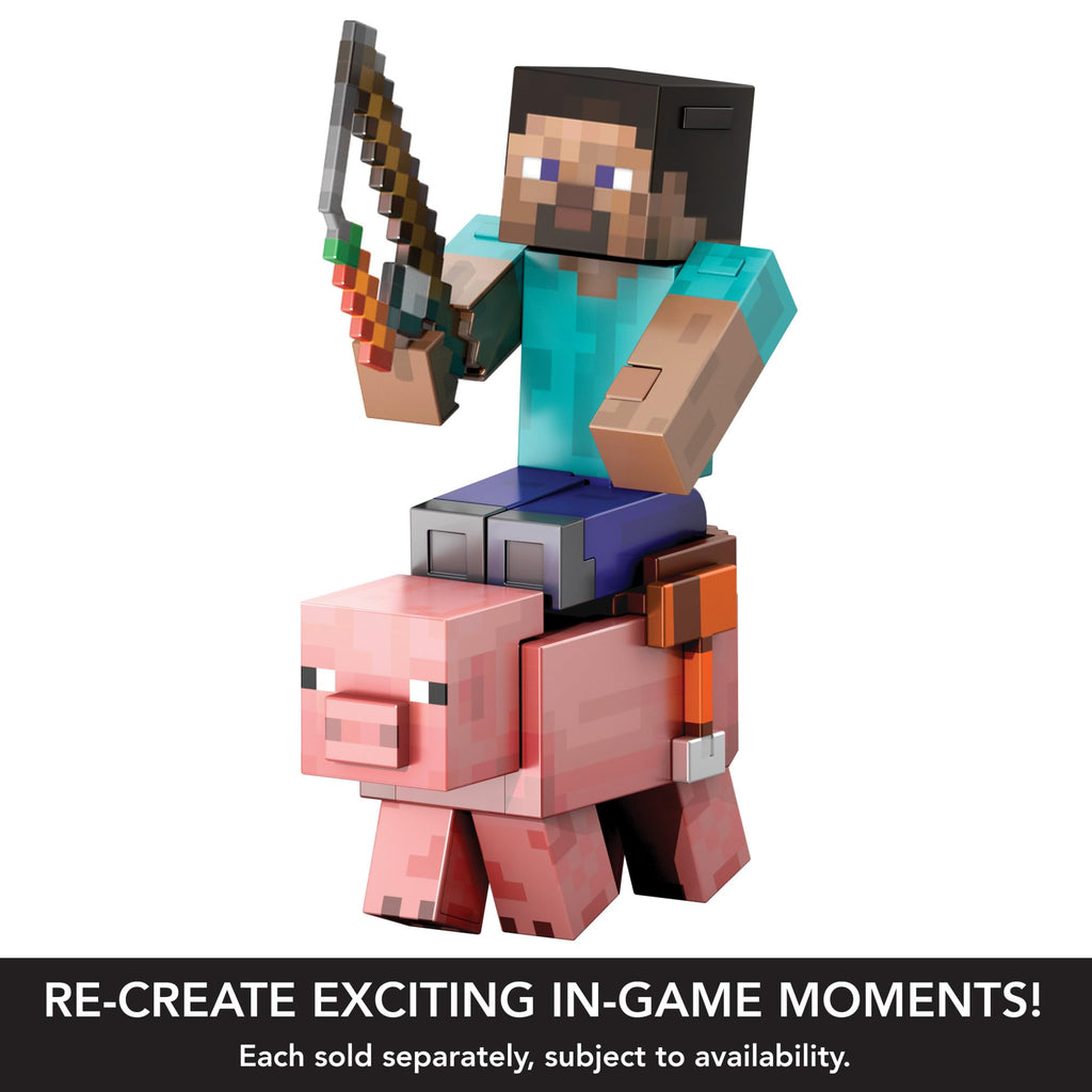 Mattel Minecraft Diamond Level Pig Action Figure with 4 Accessories, 5.5-in