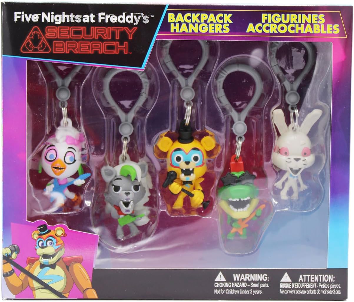 Just Toys LLC Five Nights at Freddy's Backpack Hangers (Five Nights at Freddy's Security Breach Backpack Hangers S1 Collector's Box