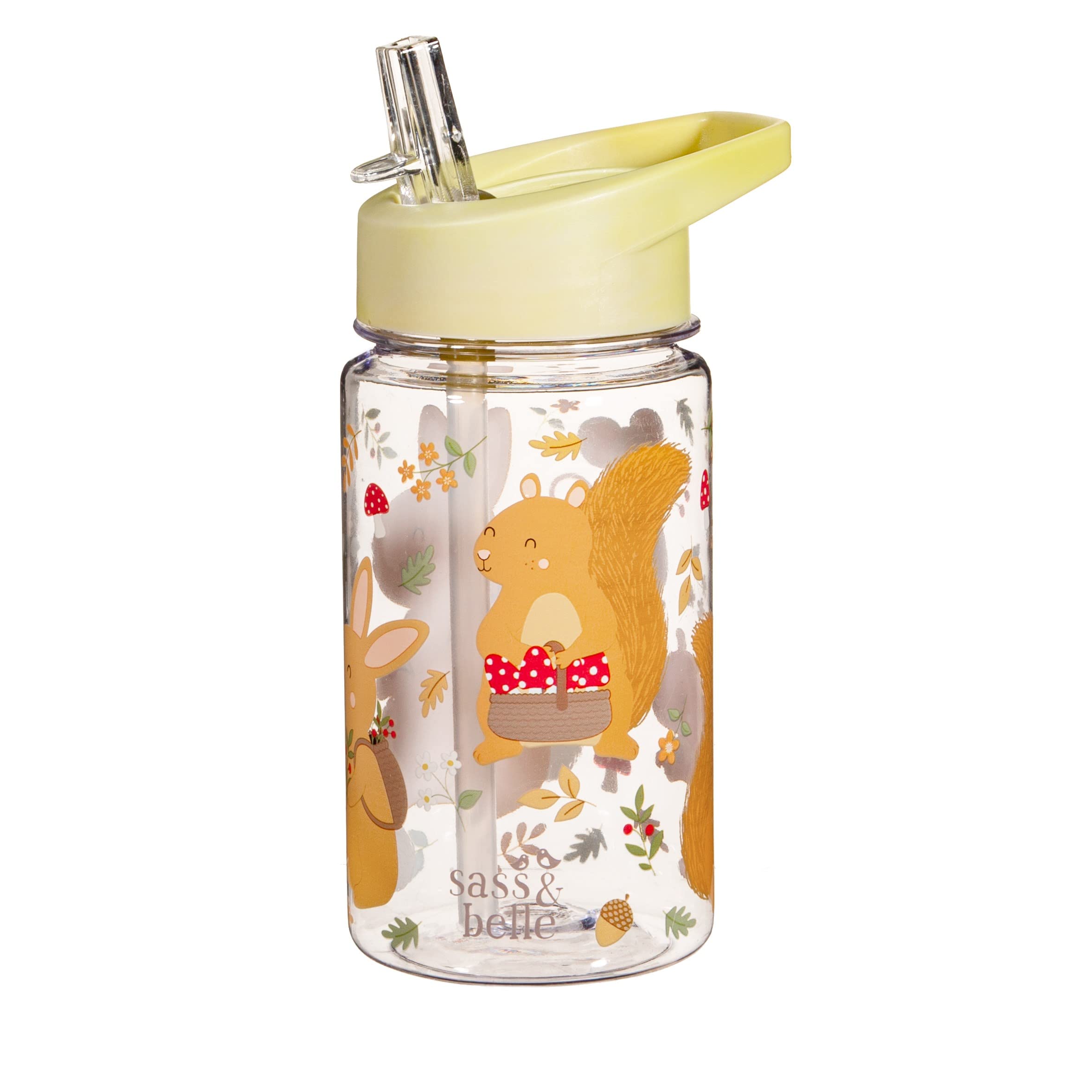 Sass & Belle Kids Water Bottle – 400ml BPA-Free Reusable with Foldable Straw Lid  Digger, Garden Friends, Savannah Safari & Fire Engine