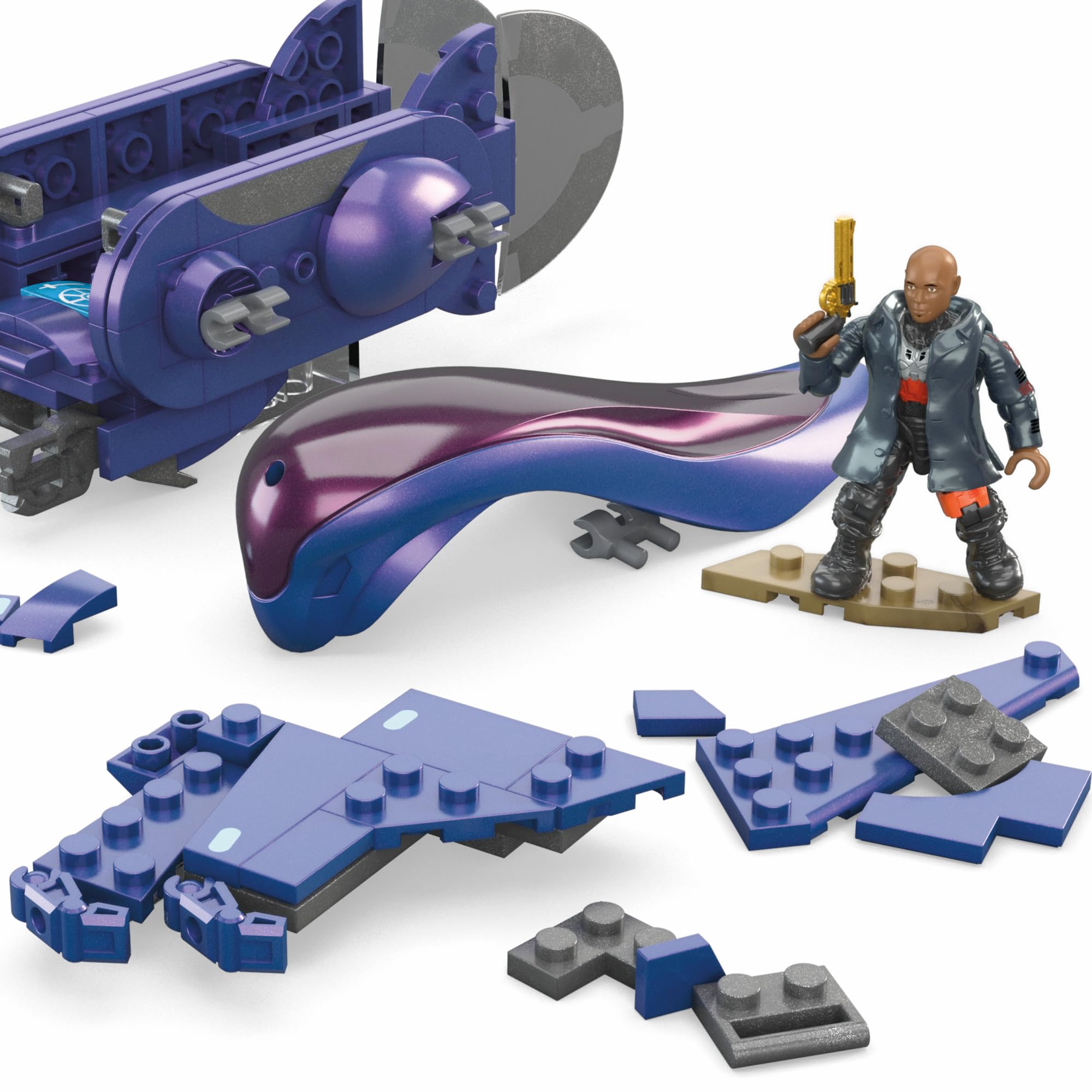 Mattel MEGA Halo The Series Vehicle Building Toys Set, Renegade Banshee Aircraft with 205 Pieces, 2 Micro Action Figures
