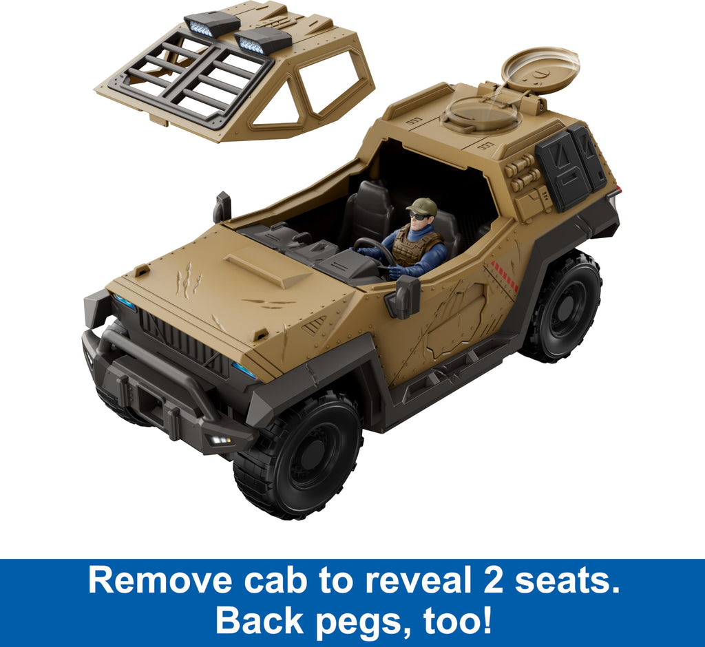 Mattel Jurassic World Truck & Einiosaurus Dinosaur Action Figure Toy with Flip Roll Feature, Mission Mayhem Destruction Vehicle, HRX52