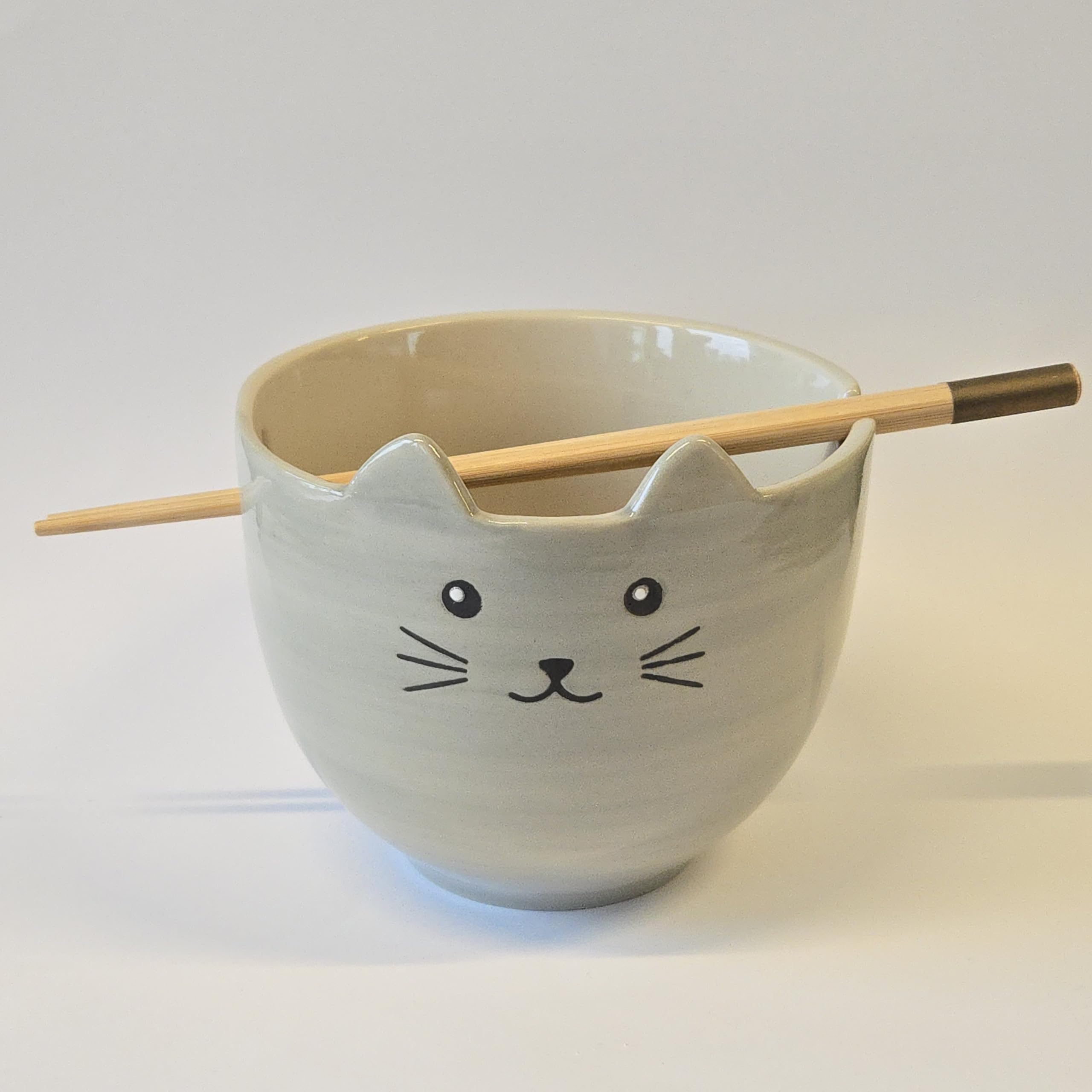 Sass & Belle Cat Noodle Bowl with Chopsticks –Frog/Cat