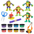 Play-Doh Teenage Mutant Ninja Turtles Cowabunga Creations, 4 Bendy Turtle Figures with Hidden Shell Moulds, 4 Action Tools & 8 Colours (28g Each)