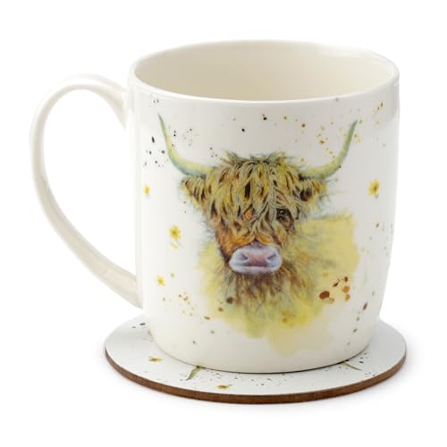 Puckator Jan Pashley Highland Coo Cow Porcelain Mug & Coaster Set Puckator