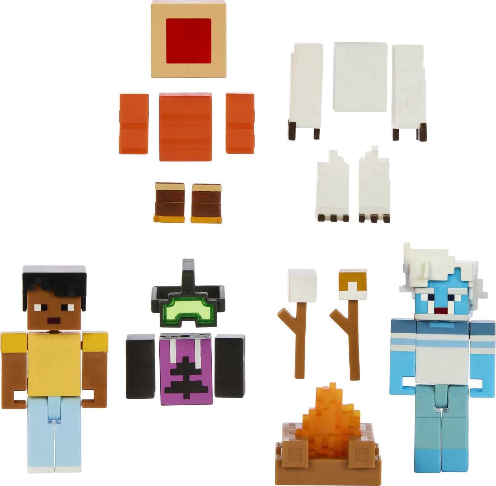 Mattel Minecraft Game, Creator Series Action Figures and Accessories, Camp Enderwood Steve and Mob Figures Mattel