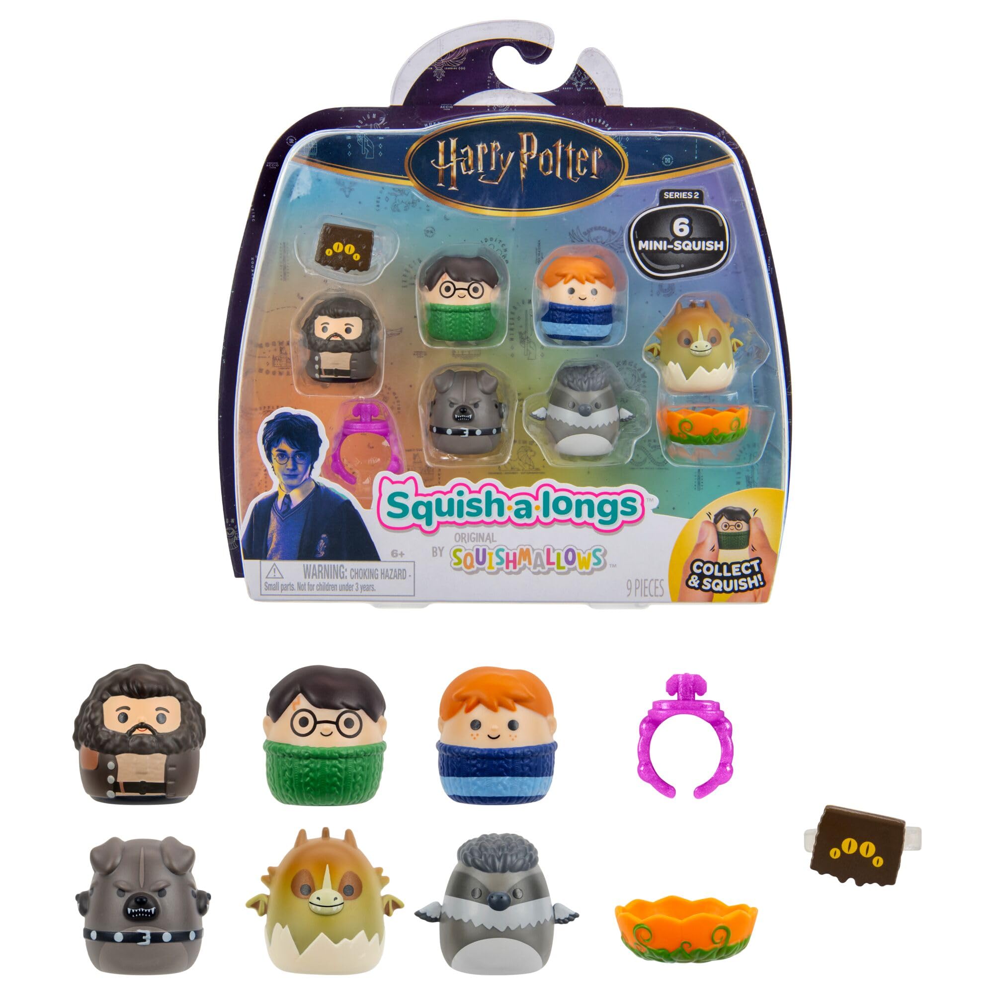 Jazwares Squishmallows Squish-a-longs Harry Potter Mini-Squish 6-Pack Hagrids Creatures